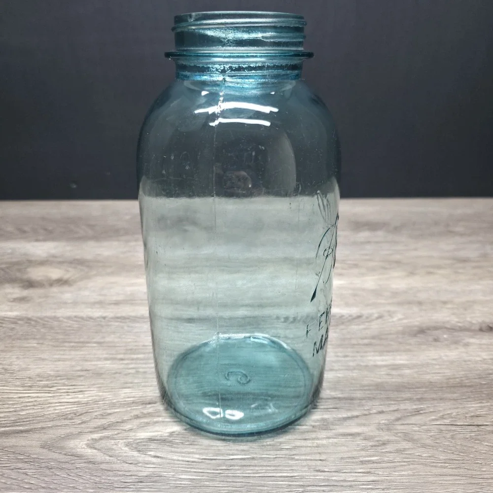 Vintage Blue Ball Perfect Mason Jar 2 Quart Half Gallon Aqua Canning Jar 6